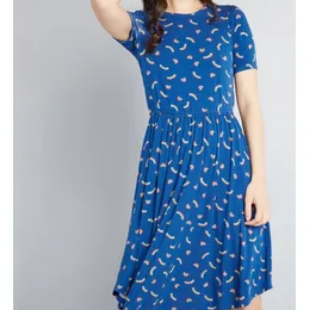 🌈 PRIDE 🏳️‍🌈 Ensemble Observation Knit Dress in Blue with Rainbows - Modcloth